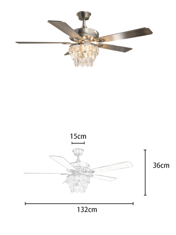 Brushed Nickel Crystal 52-inch AC Motor Fan Light