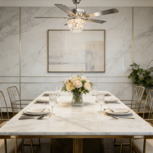 Brushed Nickel Crystal 52-inch AC Motor Fan Light