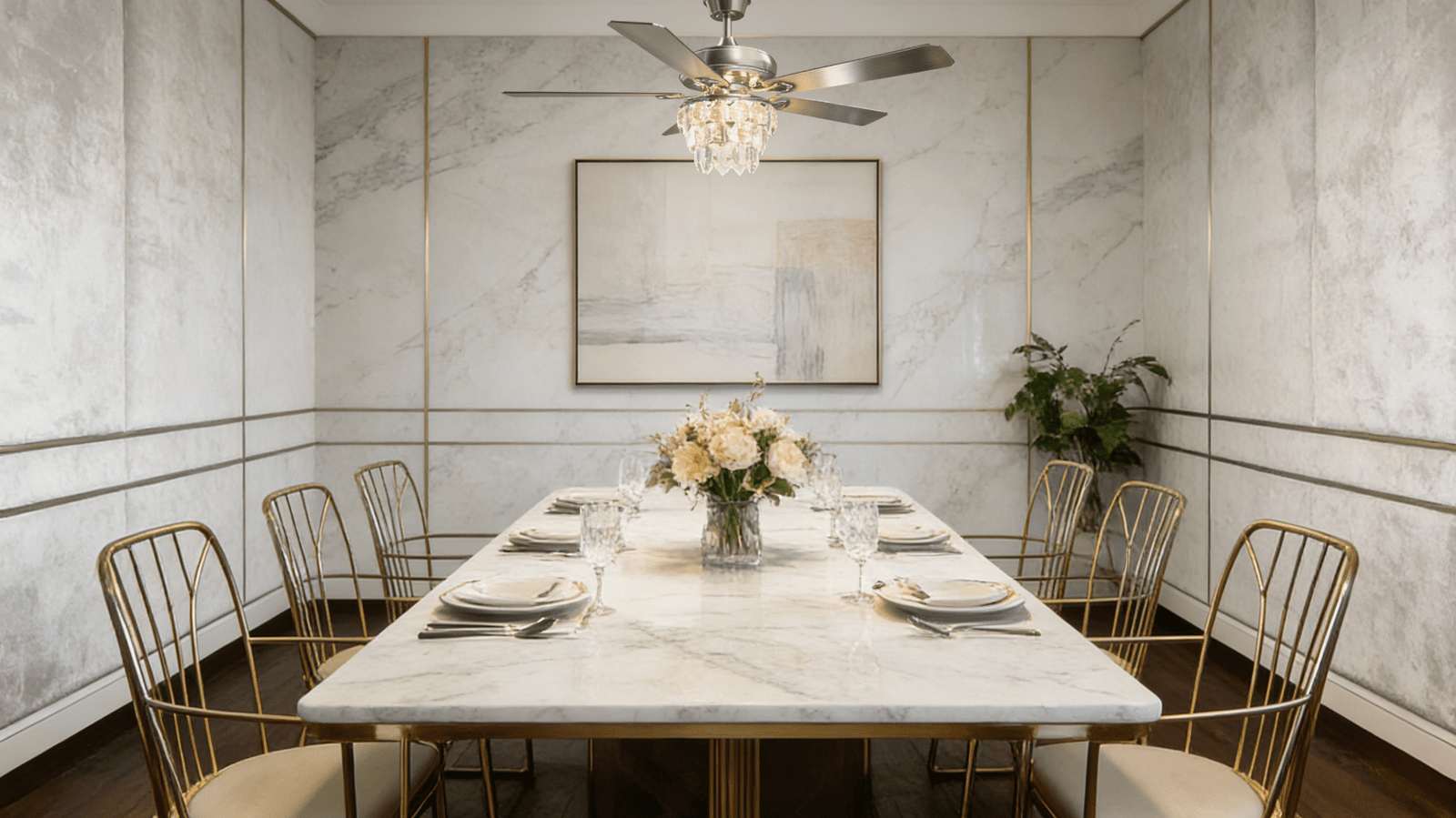 Brushed Nickel Crystal 52-inch AC Motor Fan Light - Image 1