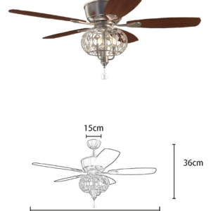 Brushed Nickel Crystal 52-inch AC Motor Fan Light - Image 2
