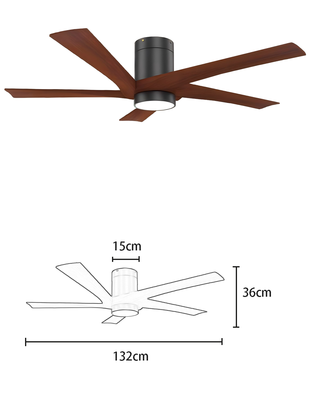 52-inch DC Motor Wooden Blade Fan Light - Image 2