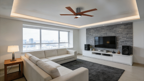 52-inch DC Motor Wooden Blade Fan Light