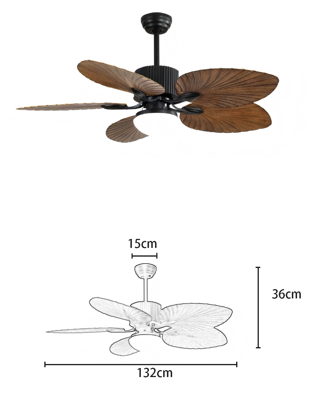 2-in-1 Removable Light 52-inch DC Motor Wood Grain Fan Light - Image 2