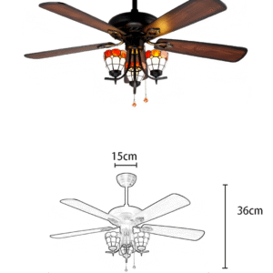 Tiffany Glass 52-inch AC Motor Fan Light - Image 2