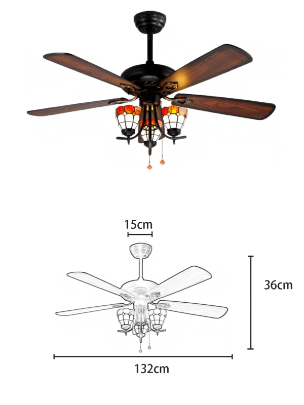 Tiffany Glass 52-inch AC Motor Fan Light