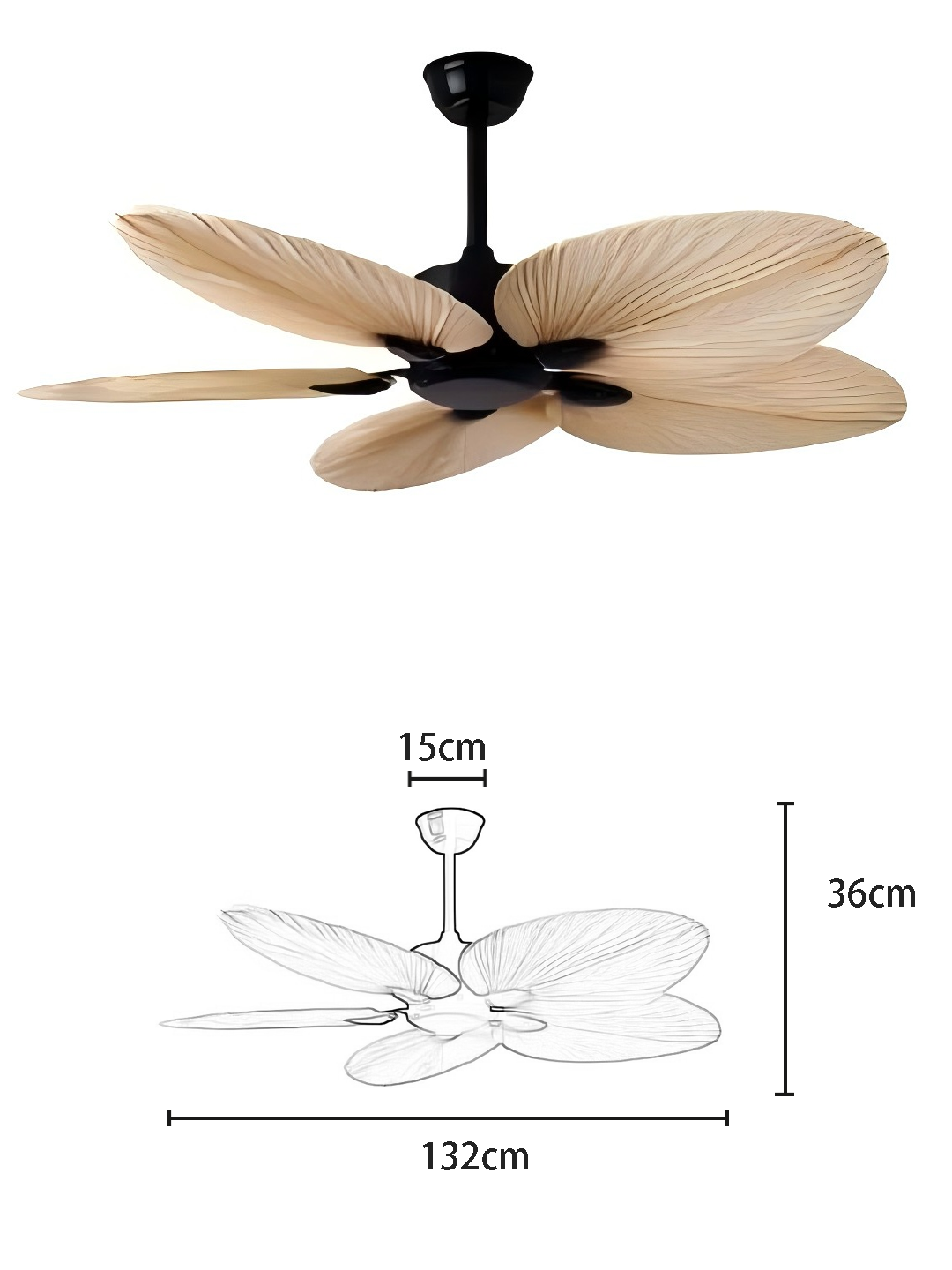 Palm Leaf Pattern 52-inch DC Motor Fan Light - Image 2