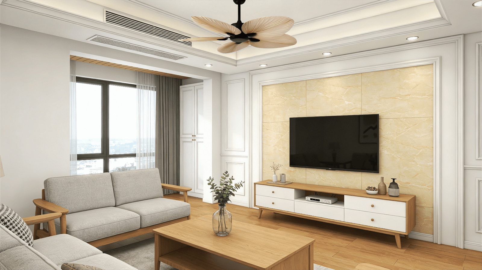 Palm Leaf Pattern 52-inch DC Motor Fan Light - Image 1