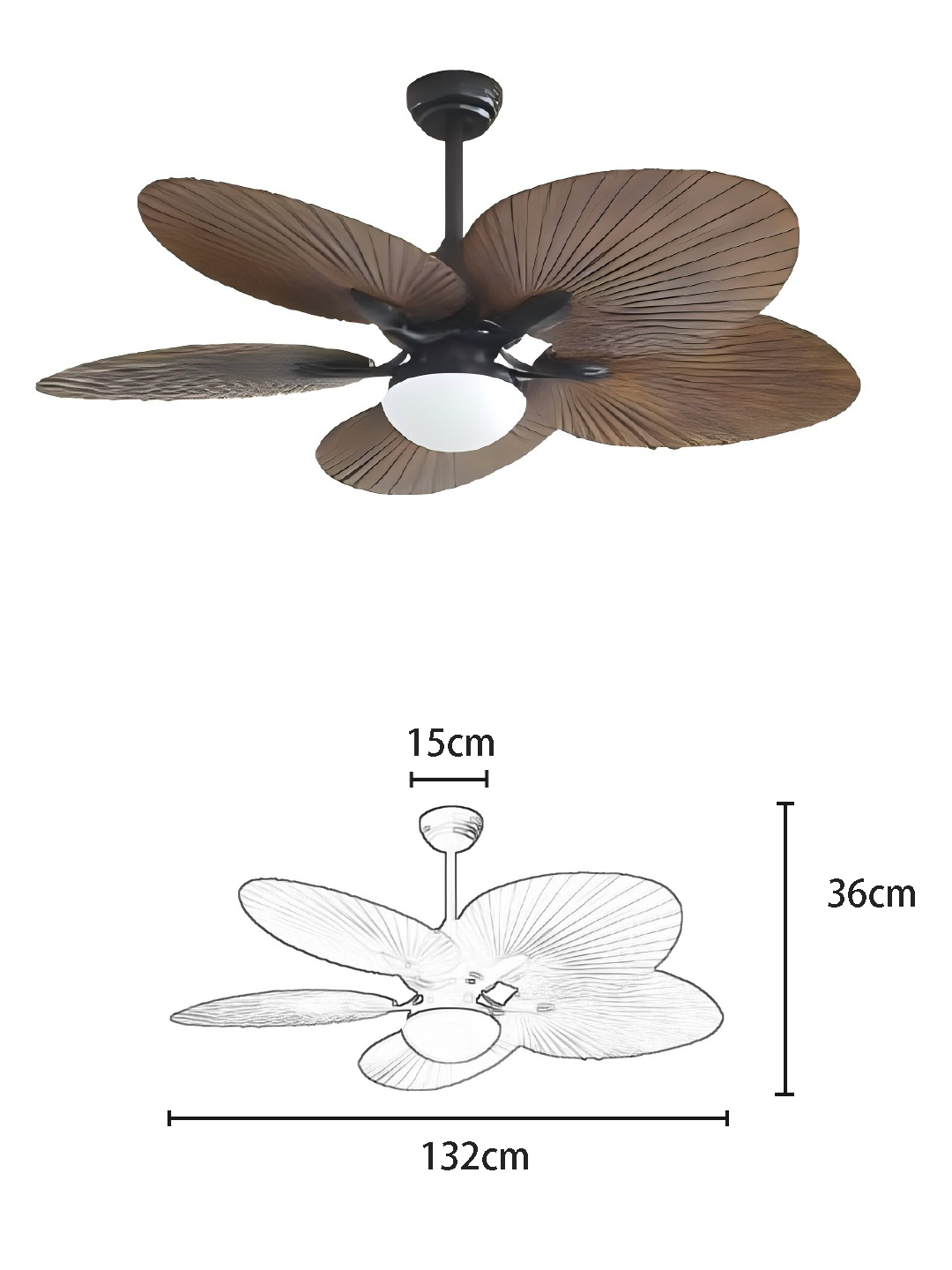 2-in-1 Removable Light 52-inch DC Motor Wood Grain Fan Light - Image 2