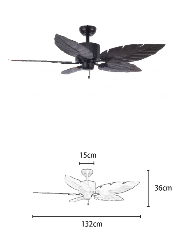 Black Leaf 52-inch DC Motor Fan Light