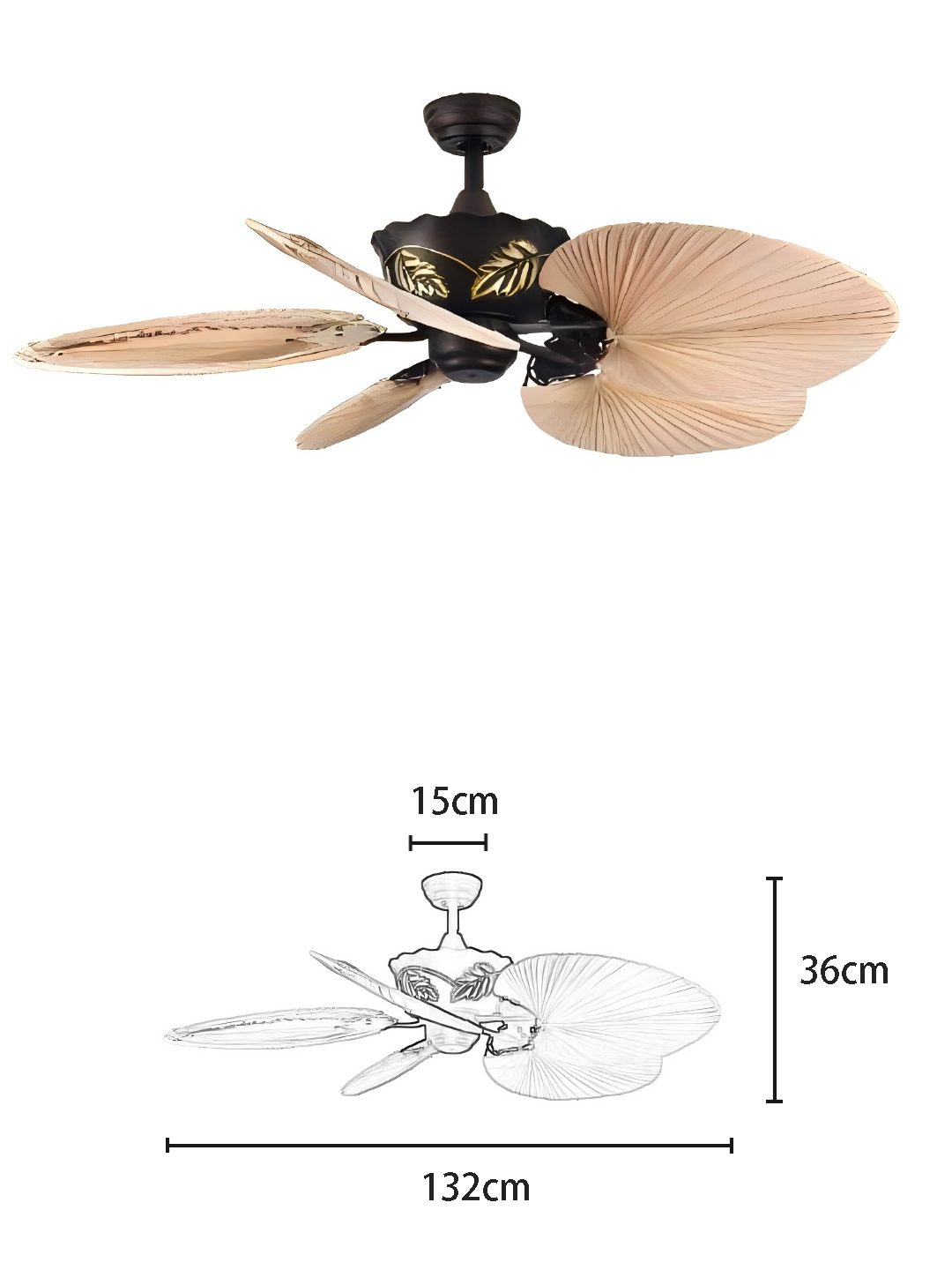 Palm Leaf 52-inch DC Motor Fan Light - Image 2