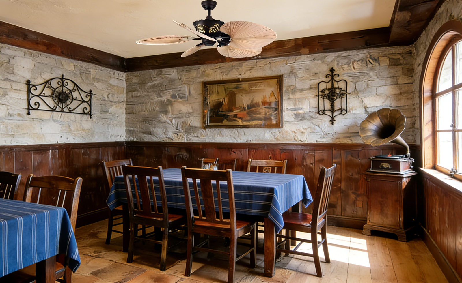 Palm Leaf 52-inch DC Motor Fan Light - Image 1