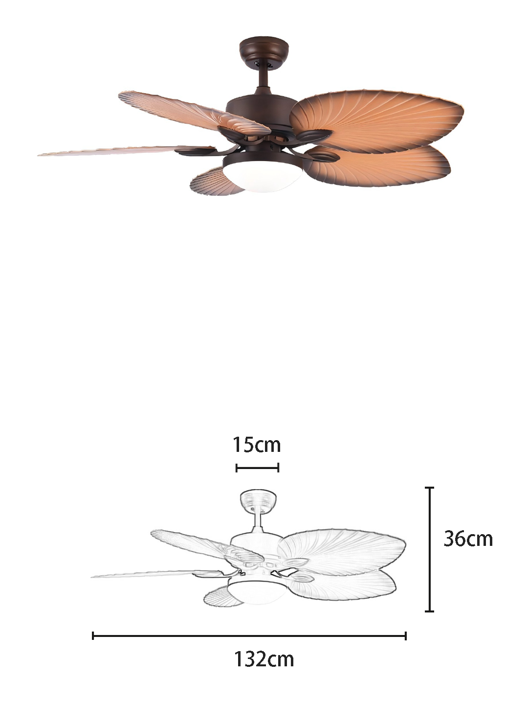 Dark Brown Leaf 52-inch DC Motor Fan Light - Image 2
