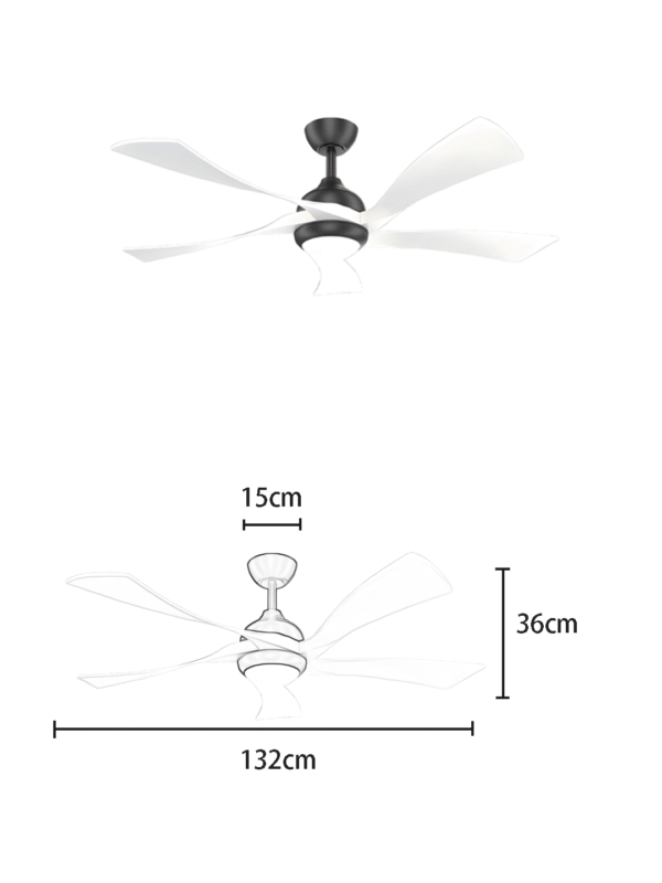 52-inch Multi-Color DC Motor Wooden Blade Fan Light