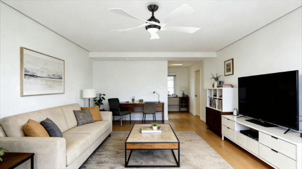 52-inch Multi-Color DC Motor Wooden Blade Fan Light