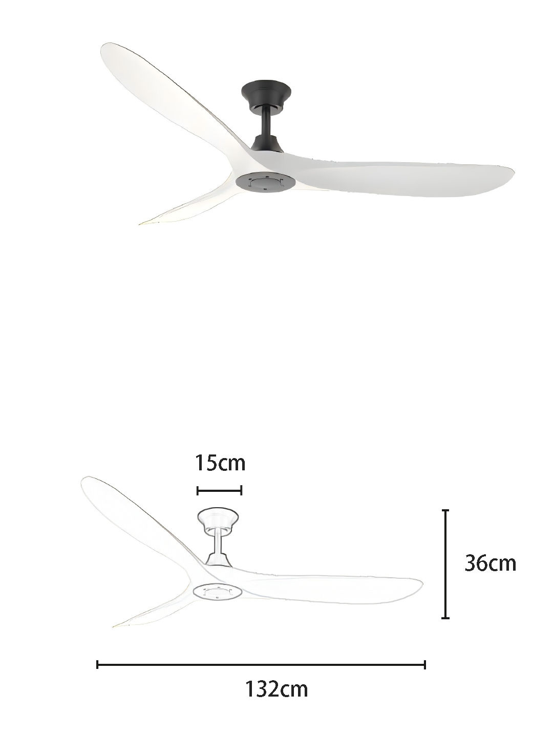 Black-White Minimalist 52-inch DC Motor Fan Light - Image 2
