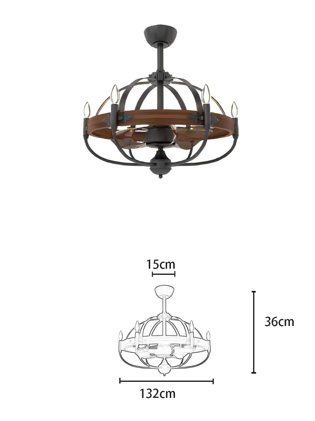 ORB Transparent Coffee Leaf 52-inch DC Motor Fan Light - Image 2