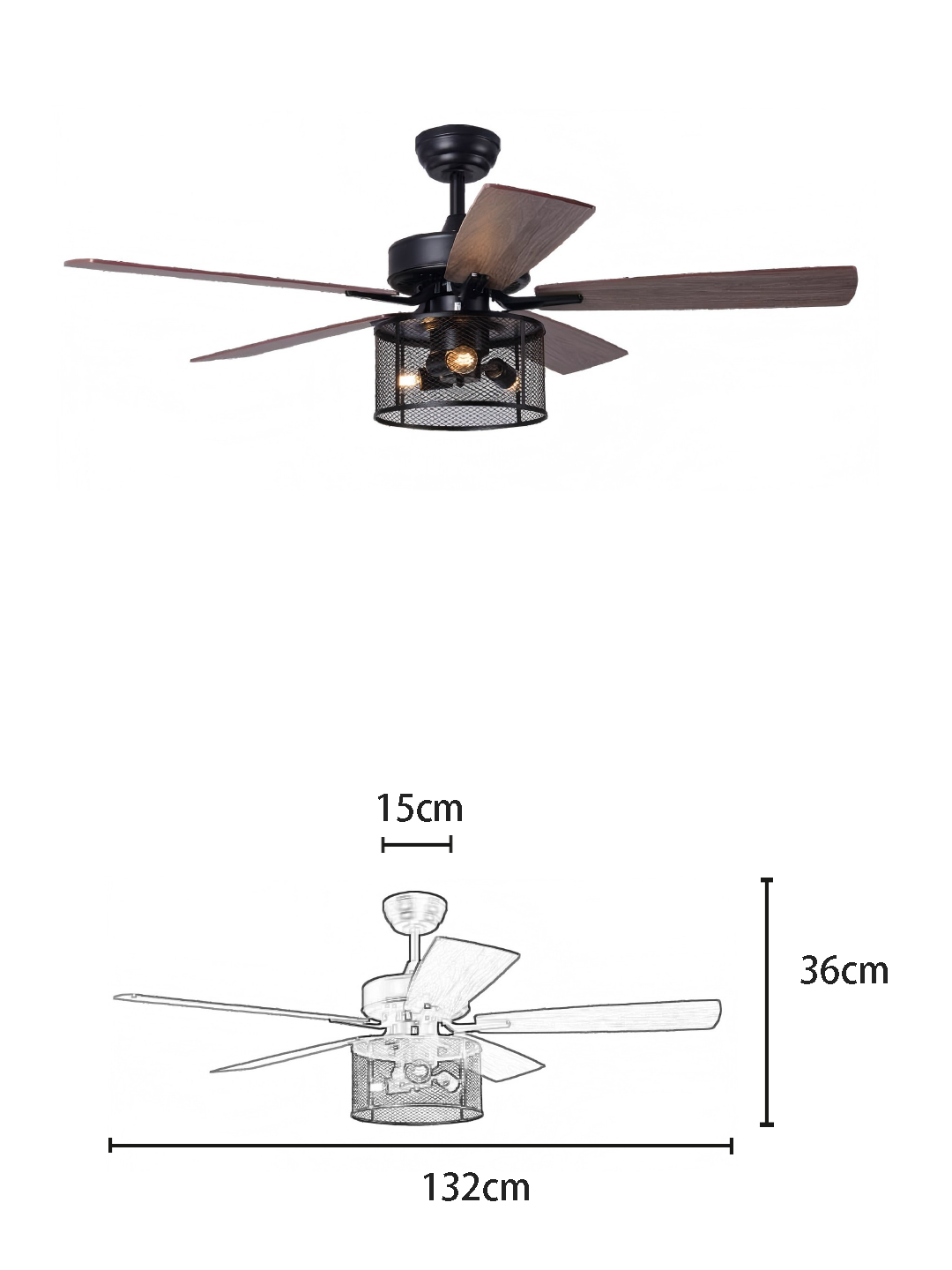 Matte Black Industrial 52-inch AC Motor Fan Light - Image 2