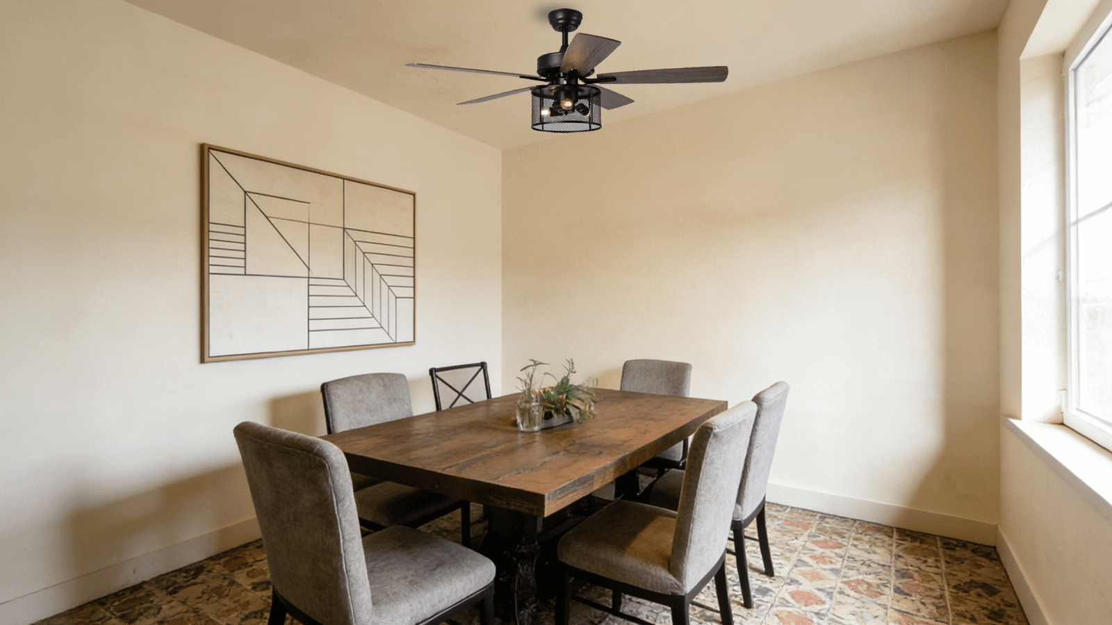 Matte Black Industrial 52-inch AC Motor Fan Light - Image 1