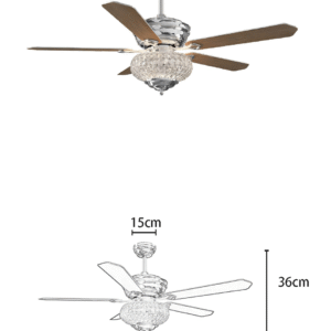 Chrome Crystal Light 52-inch AC Motor Fan Light - Image 2