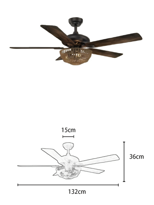 Distressed Walnut Leaf 52-inch AC Motor Fan Light