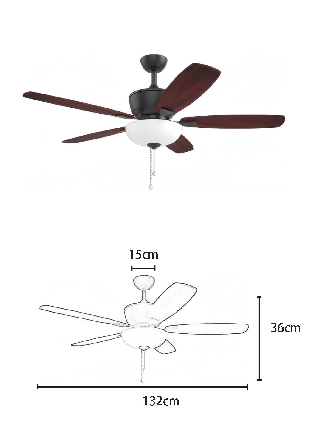 Matte Black Rosewood Leaf 52-inch AC Motor Fan Light - Image 2