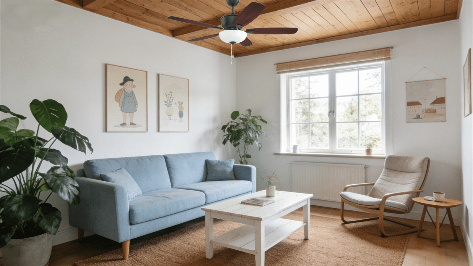 Matte Black Rosewood Leaf 52-inch AC Motor Fan Light - Image 1