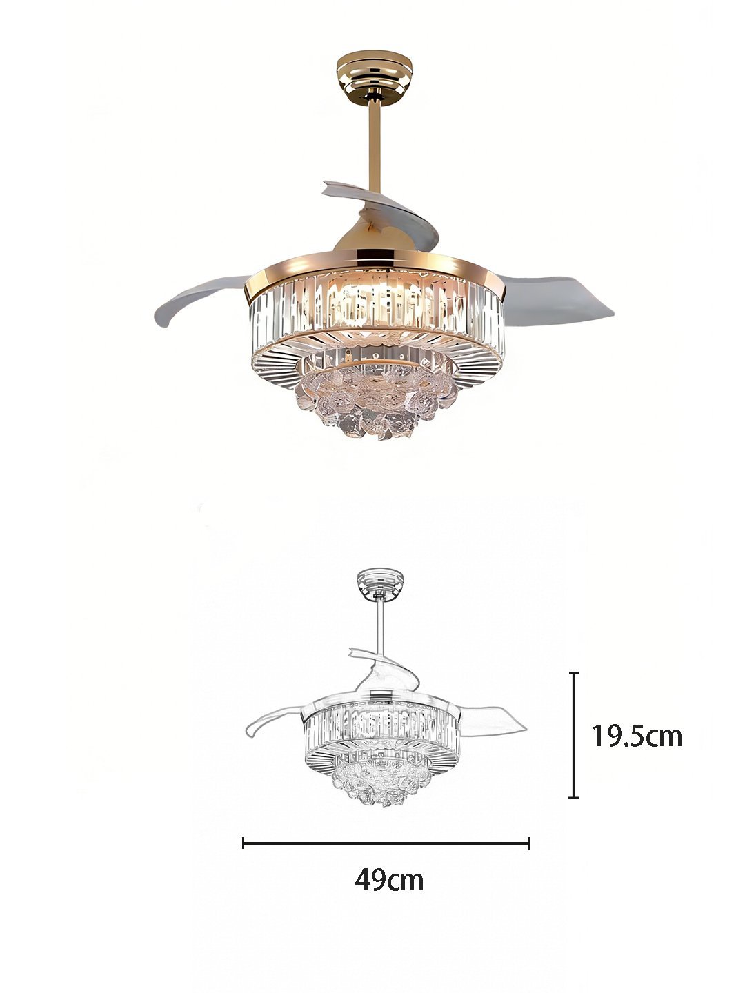 Crystal Luxury Fan Light - Image 2