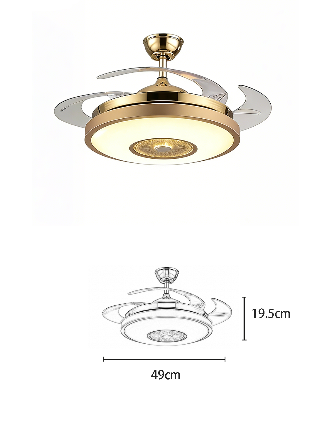 Gold Luxury Invisible Fan Light - Image 2