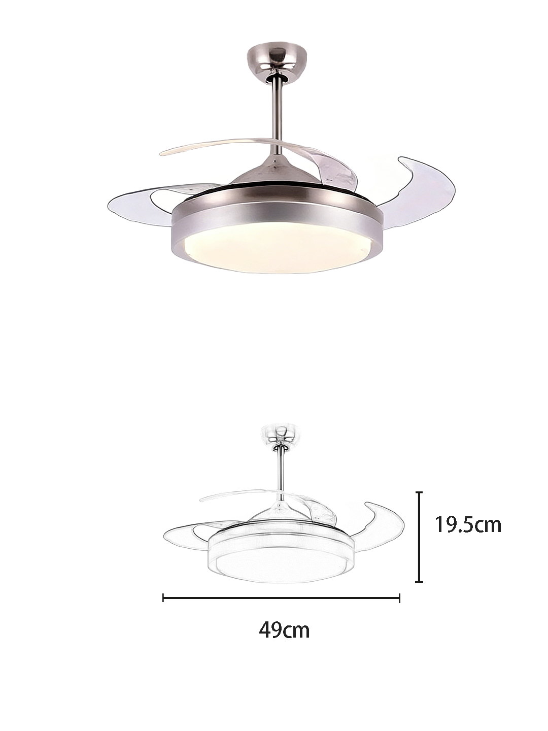 Silver-Grey Minimalist Fan Light - Image 2