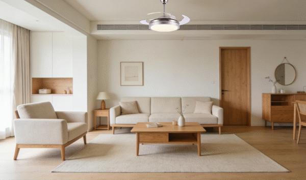 Silver-Grey Minimalist Fan Light