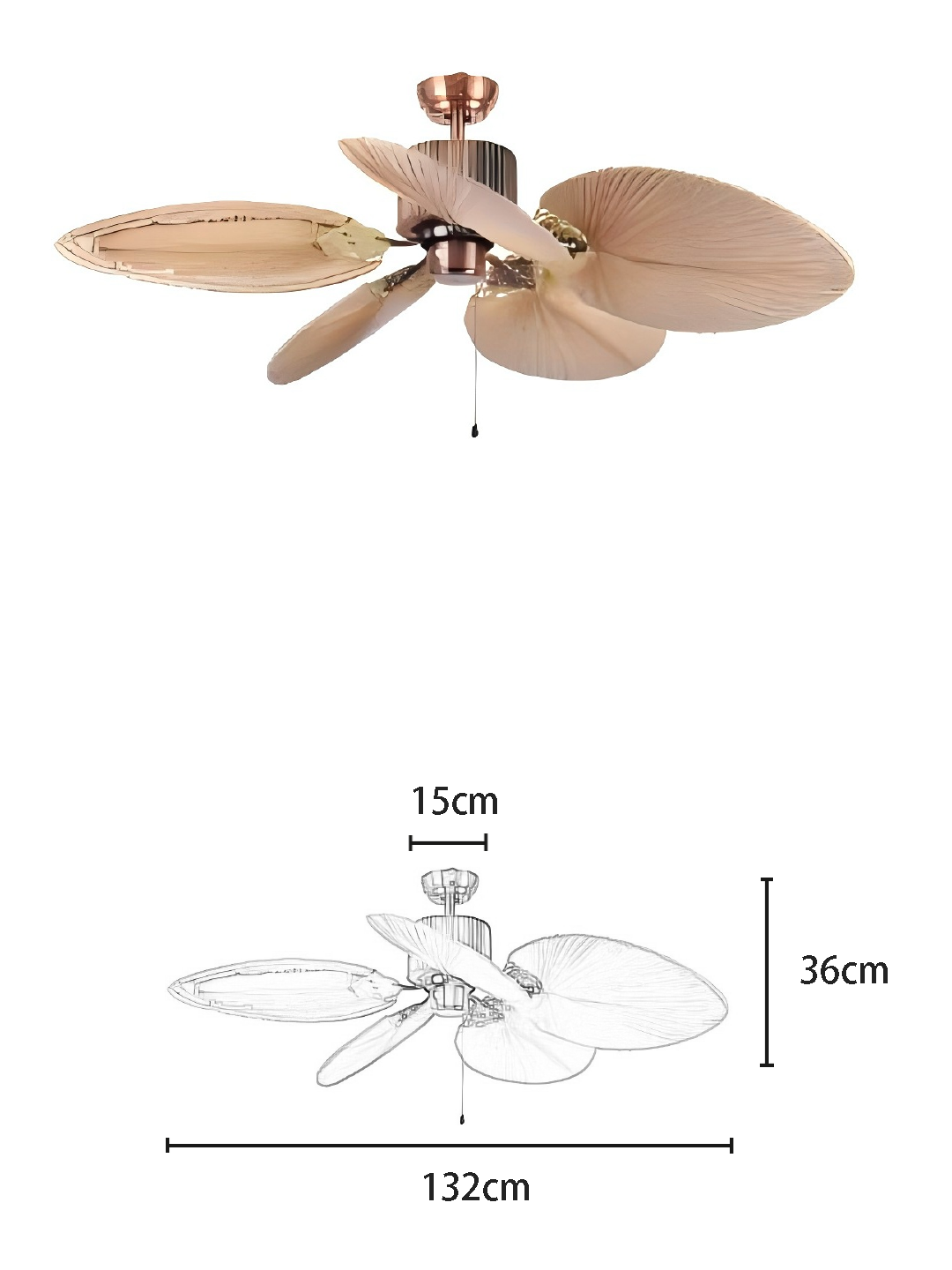 Palm Leaf 52-inch DC Motor Fan Light - Image 2