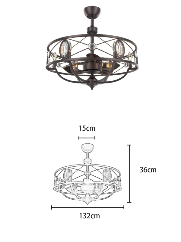 Industrial Retro 29-inch DC Motor Metal Frame Fan Light