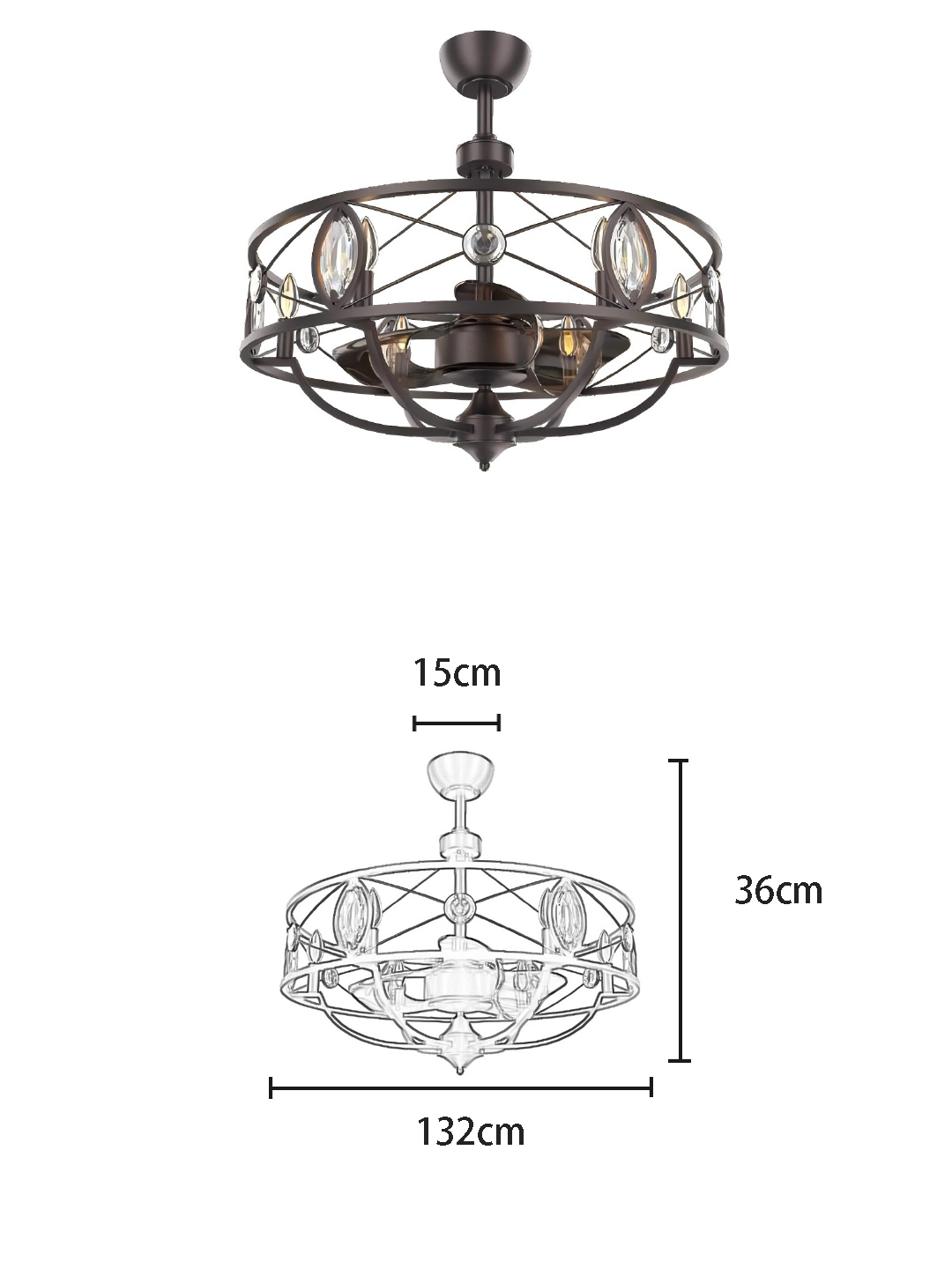 Industrial Retro 29-inch DC Motor Metal Frame Fan Light - Image 2