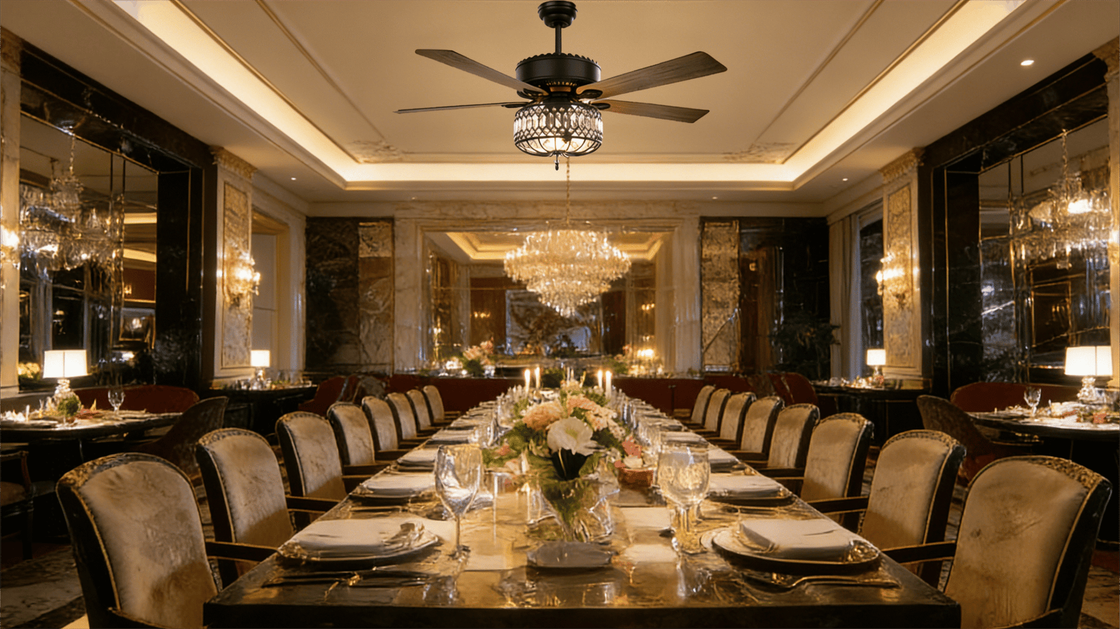 Crystal Light Luxury 52-inch AC Motor Fan Light - Image 1