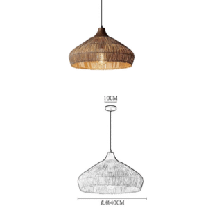 Natural Rattan Hand-Woven LED Pendant Light - Image 2