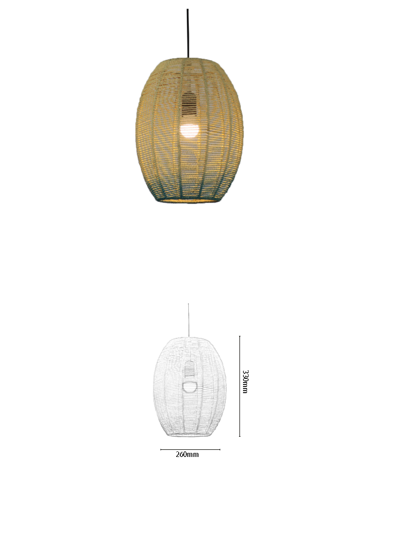Gradient Rattan Oval Pendant Light - Image 2