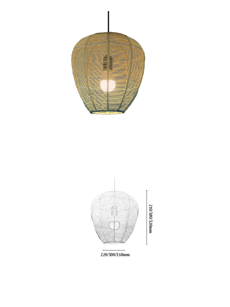 Gradient Rattan Lantern Pendant Light - Image 2