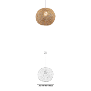Bamboo Rattan Spherical E27 Pendant Light - Image 2