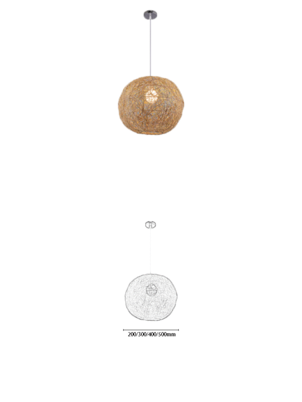 Bamboo Rattan Spherical E27 Pendant Light