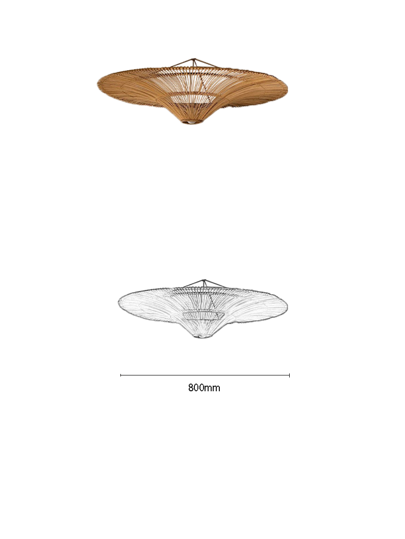Rattan Wide-Brim Umbrella Pendant Light - Image 2