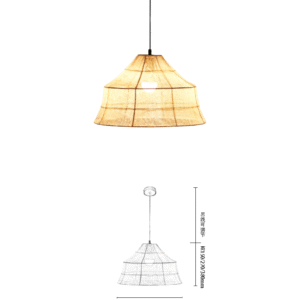 Rattan Trapezoidal E27 Pendant Light - Image 2