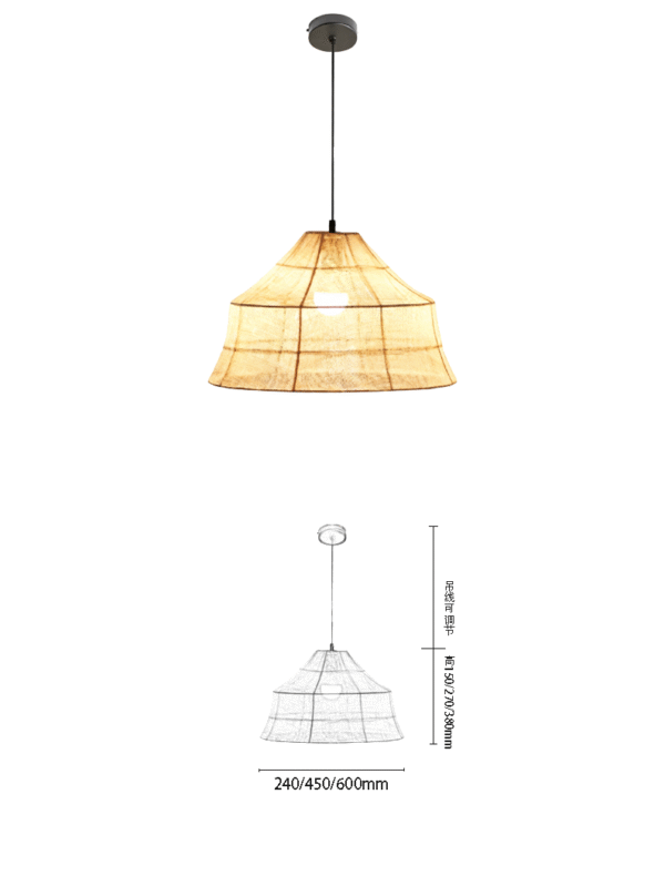 Rattan Trapezoidal E27 Pendant Light