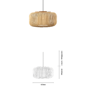 Rattan Cylindrical E27 Pendant Light - Image 2