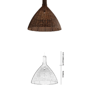 Dark Brown Rattan Conical E27 Pendant Light - Image 2