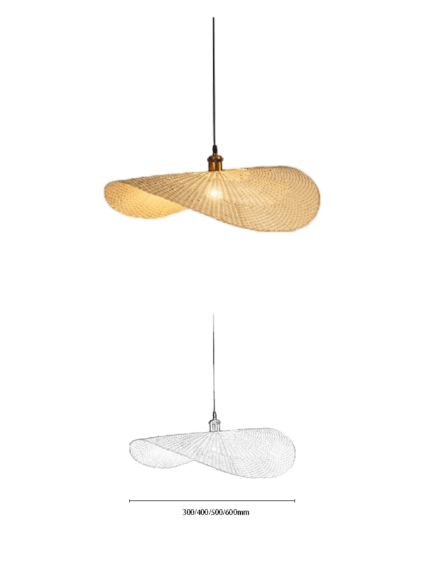 Rattan Ribbon-Shaped E27 Pendant Light