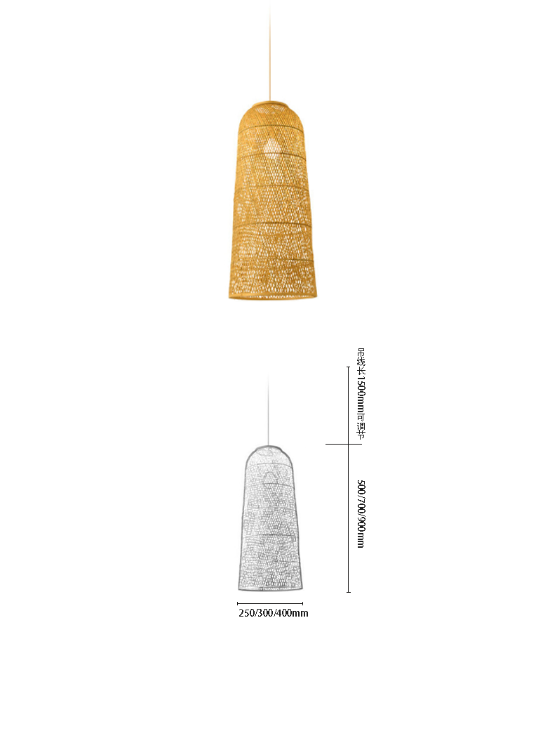 Bamboo Vertical-Stripe Tower Pendant Light - Image 2