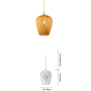 Bamboo Lantern-Shaped E27 Pendant Light - Image 2