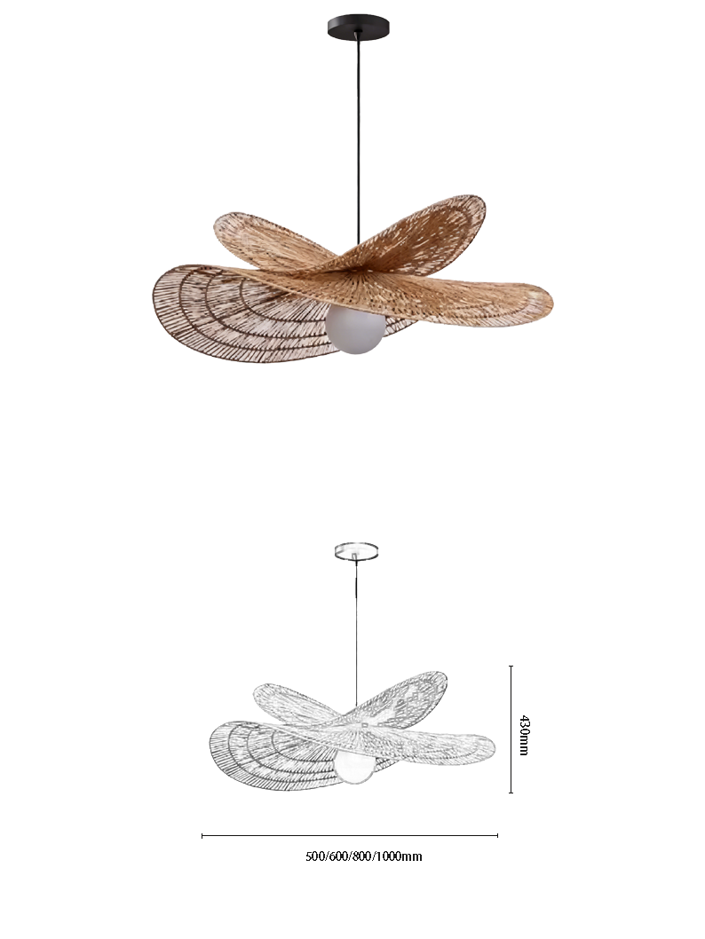 Rattan Butterfly-Wing Artistic Pendant Light - Image 2