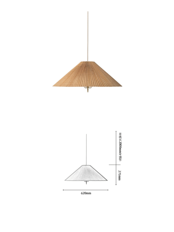 Bamboo-Woven Pleated Umbrella Pendant Light