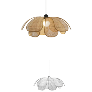 Rattan Petal-Shaped Artistic Pendant Light - Image 2